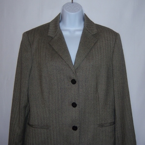 Vintage Lauren Ralph Lauren Taupe Camel Small Herringbone Tweed Pattern Wool Blazer 10 12 Medium Suit Jacket Polo Gift