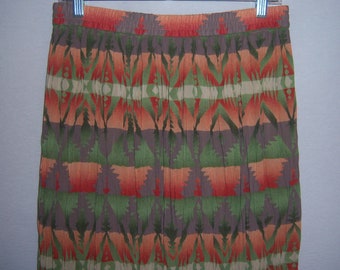 Vintage Cambridge Dry Goods Navajo Southwest Indian Blanket Pattern Prairie Crinkle Gauze Maxi Skirt Large 12 14