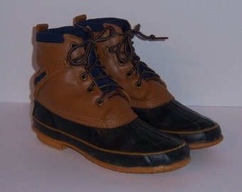 Vintage Sporto Navy Blue Duck Boots 