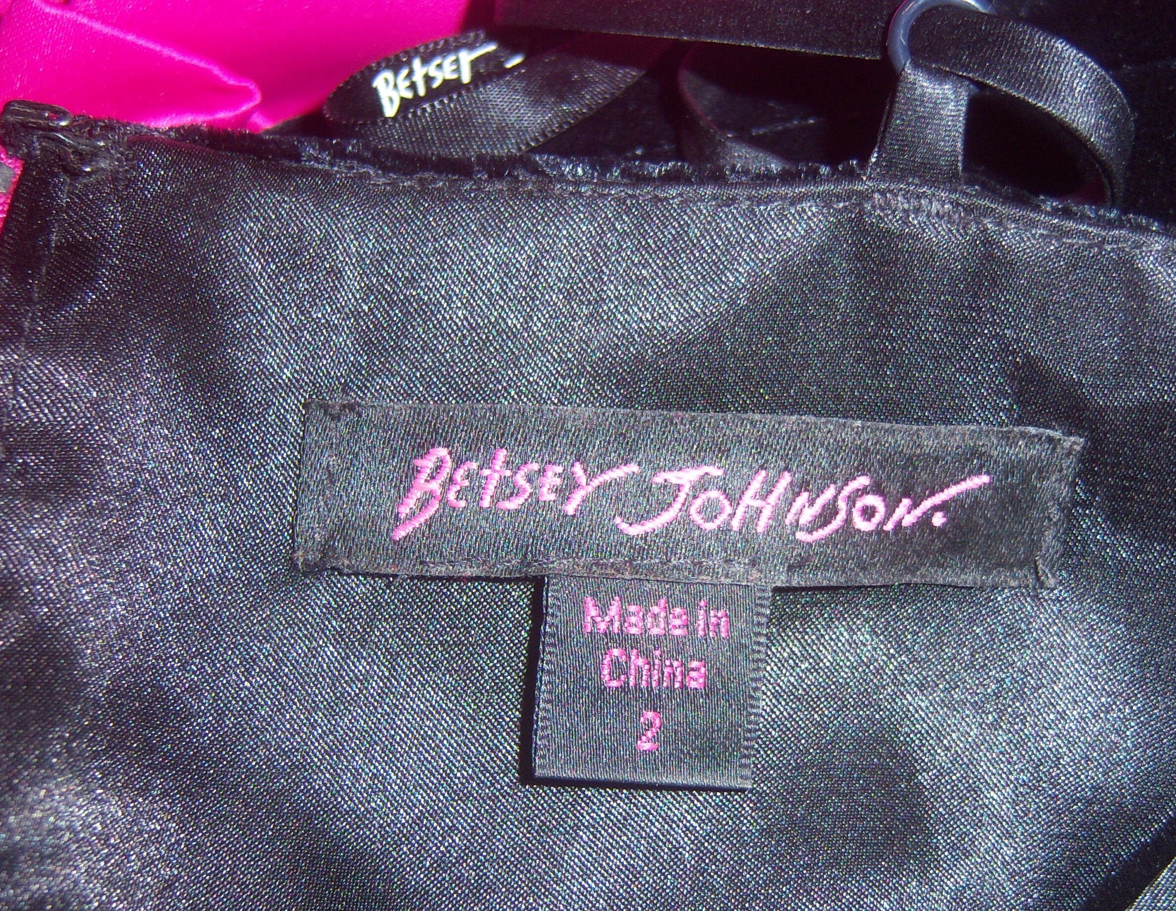 Vintage Betsey Johnson Black Velvet Hot Pink Silk Punk Short
