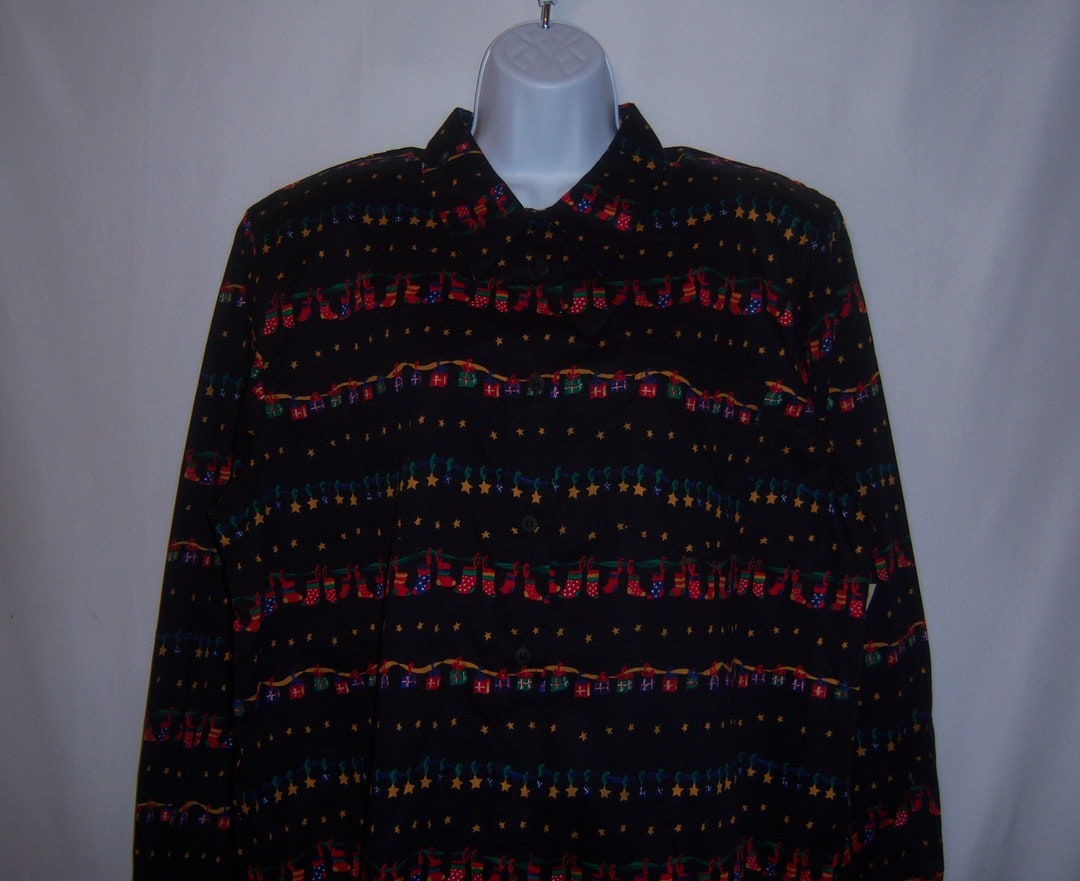 Karen Scott Womens Holiday Plaid Print Cardigan Red Size Large