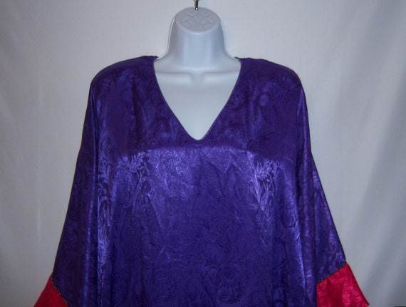 Vintage Mary McFadden Purple Hot Pink Paisley Dam… - image 1