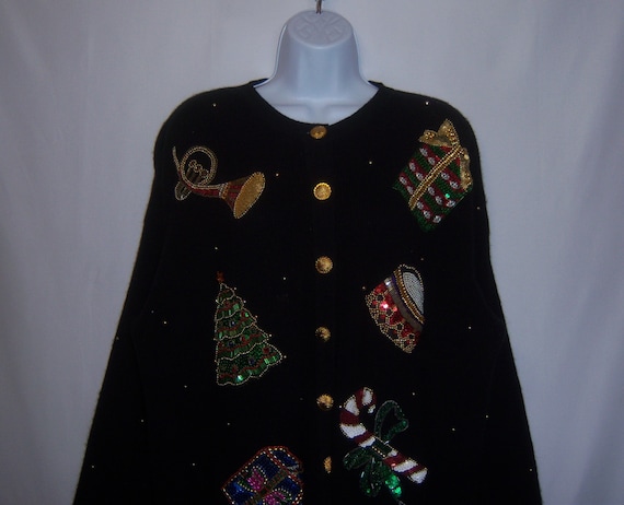 Vintage Marisa Christina Black Gold Red Green Hea… - image 1