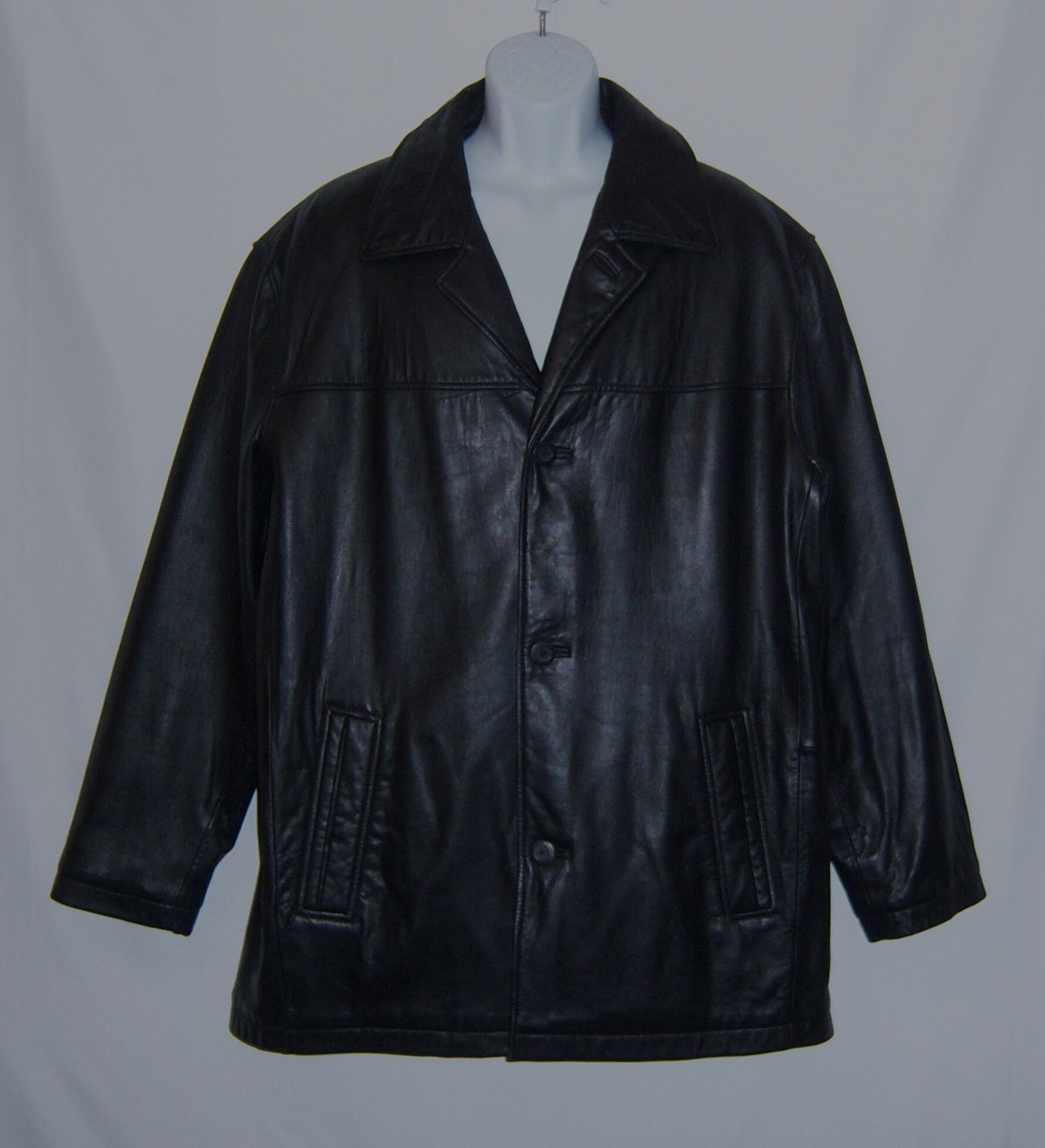Vintage U.S. Polo Assn. Black Lambskin Leather Jacket Coat