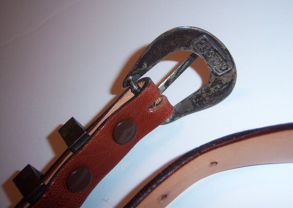 Vintage James Reid Ltd. Sterling Silver Brown Lizard Belt 26 