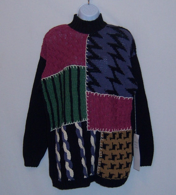 Vintage AJ Brandon Black Mauve Purple Green Patch… - image 2