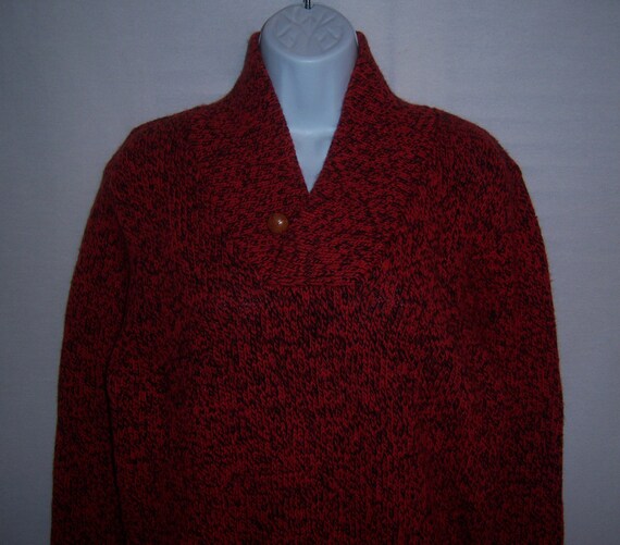 Vintage Woolrich Red Black Ragg Wool Womens Sweate