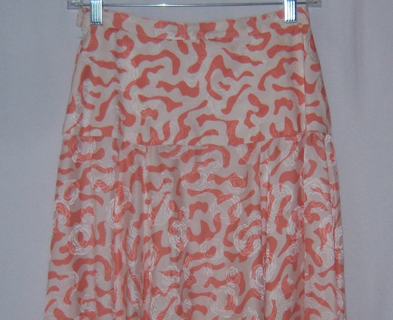 Vintage Lillie Rubin Ivory Peach Squiggle Print P… - image 1