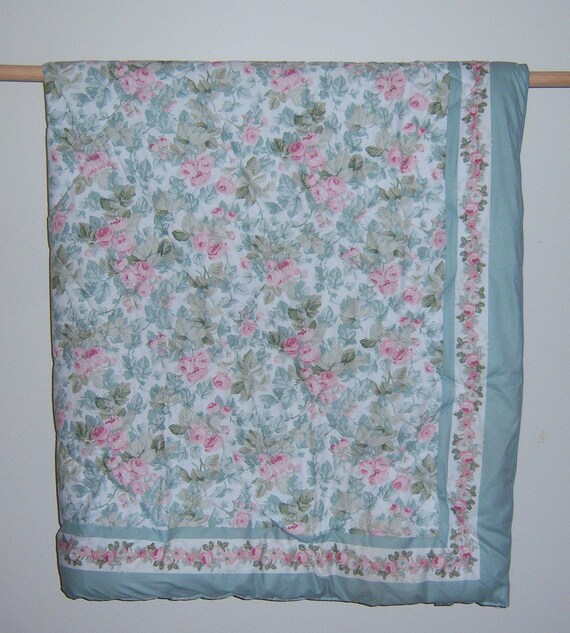 Vintage Laura Ashley Cottage Rose Roses Green Pink Floral Etsy