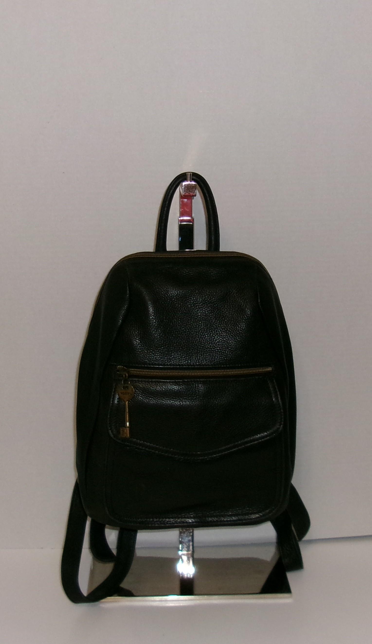 Vintage Fossil Leather Backpack Purse Small Black Zip Pocket Travel Bag Boho Fossil Backpack Vintage - Etsy main image 4