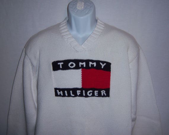 Vintage Tommy Hilfiger Flag Logo Varsity Cotton Knit Mens Sweater Extra  Large XL Red White Blue OG Hip Hop - Etsy Österreich