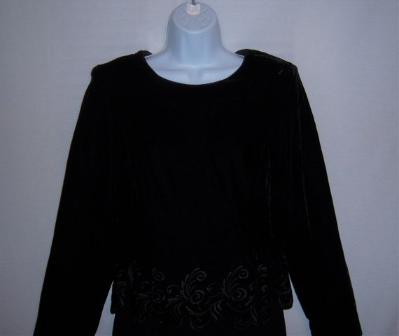 Vintage Talbots Black Velvet Embroidered Chiffon … - image 1