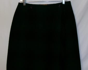 Vintage Eddie Bauer Blanket Skirt Blackwatch Plaid Fringed 10 12 Medium Wool Kiltie Black Watch Tartan Wrap Gift