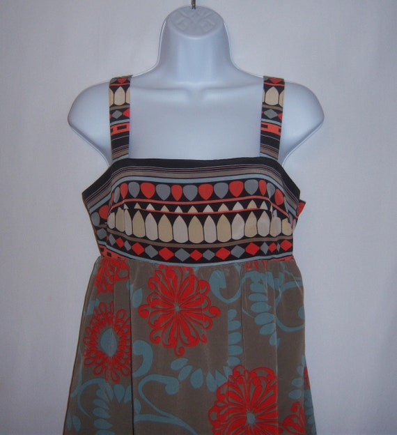 Vintage BCBG Max Aria Babydoll Dress XS Extra Small Floral Flower Print 0 2 Y2K Baby Doll Strappy Orange Blue Deco Gift