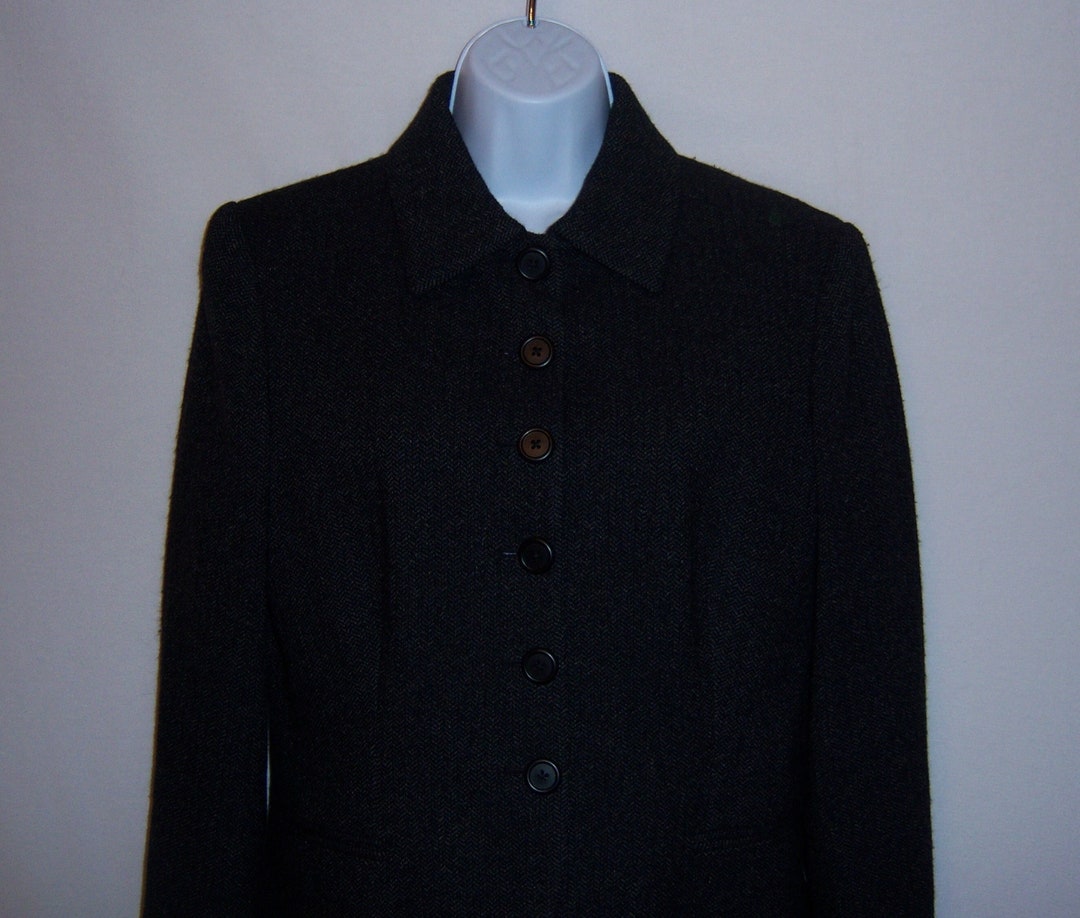 Vintage Ralph Lauren Black Label Dark Charcoal Grey Herringbone