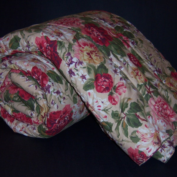 Vintage Polo Ralph Lauren Constance Floral Flower Queen Full Comforter Rare Mint Rose