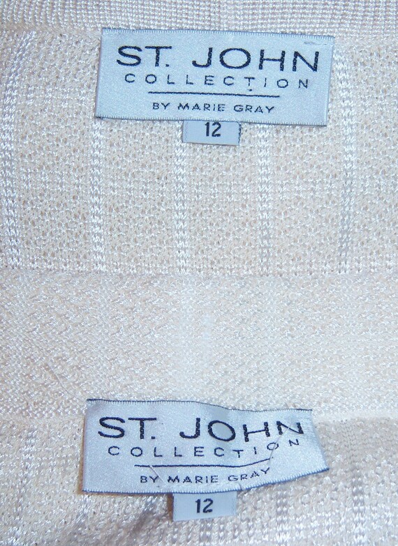 St. John Collection Marie Gray off White Cream 2 Piece Knit