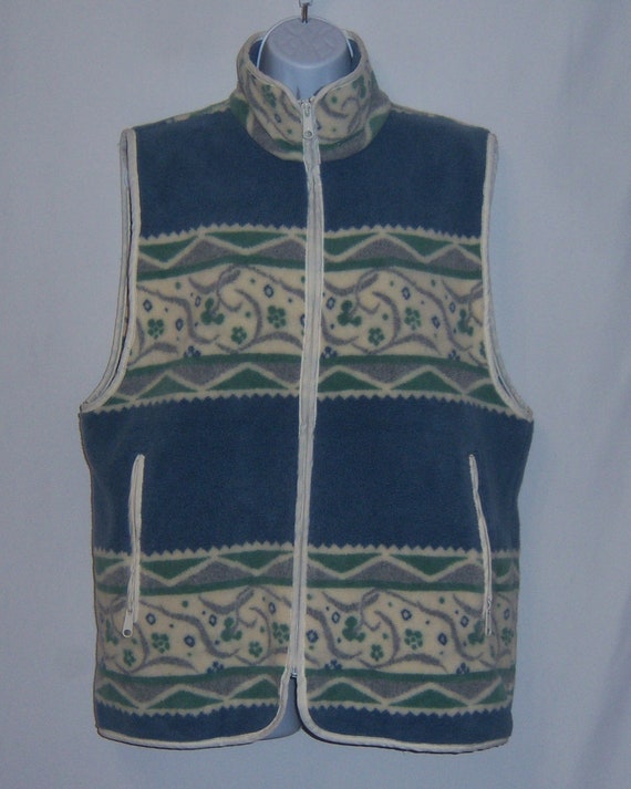 Vintage Woolrich Blue Off White Green Grey Floral… - image 2