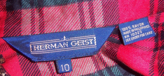 Vintage Herman Geist Red Green Tartan Plaid Leopa… - image 4