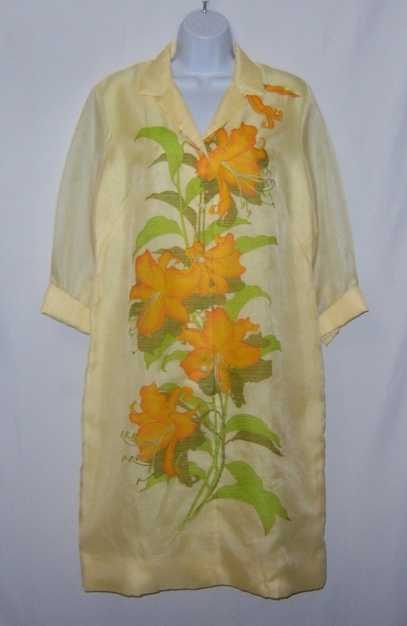 Vintage Alfred Shaheen Yellow Orange Green Tropic… - image 2