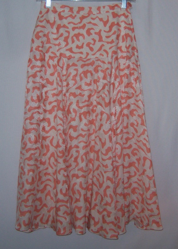 Vintage Lillie Rubin Ivory Peach Squiggle Print P… - image 2