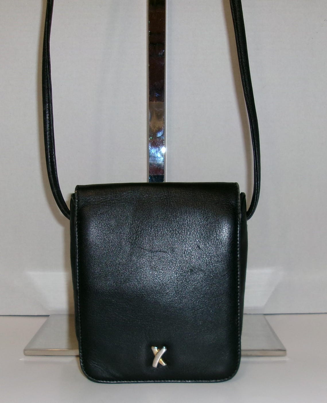 Vintage Paloma Picasso Bag Black Soft Leather Shoulder Bag Purse Handbag Crossbody Gift, foto 1 di 5