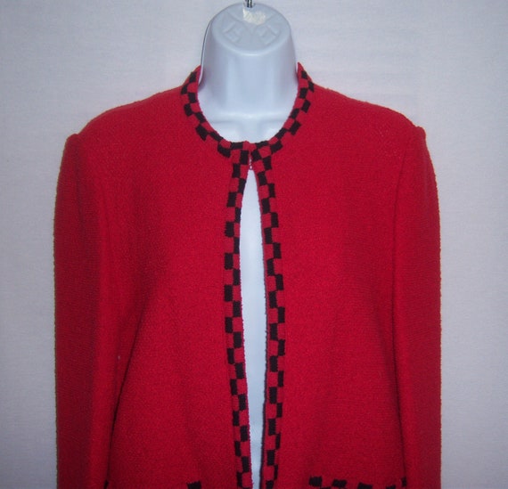 Vintage Castleberry Knits Red Black Boucle' Knit … - image 1