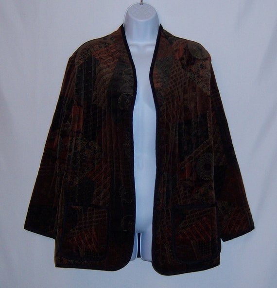 Vintage Sun n' Sand Black Brown Orange Quilted Pa… - image 2