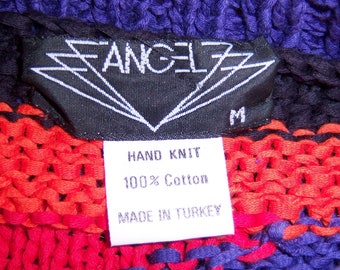 Vintage Angel Purple Orange Black Red Lime Hand Knit