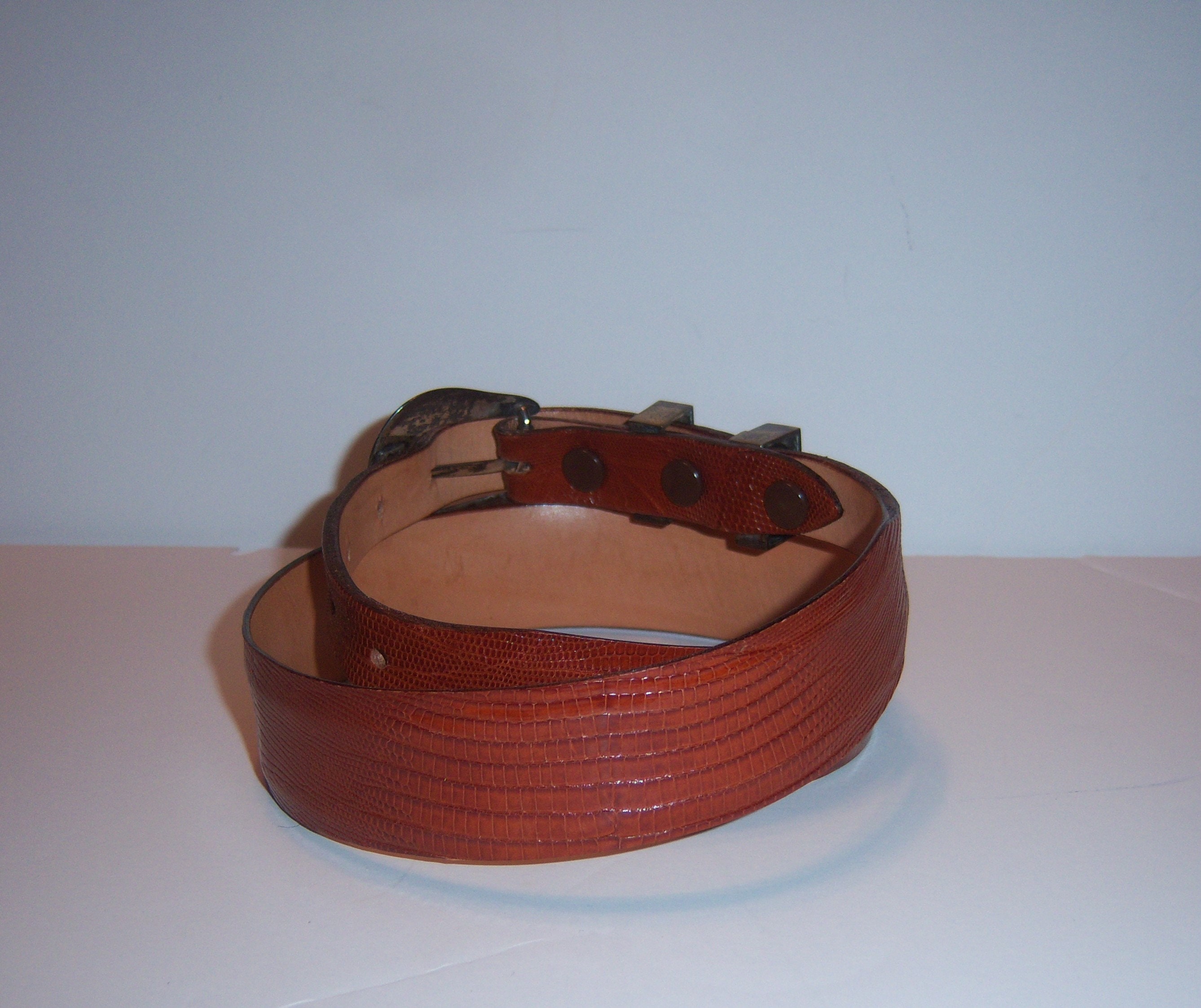Vintage James Reid Ltd. Sterling Silver Brown Lizard Belt 28 il_fullxfull.2702563820_7r32.jpg main image 4