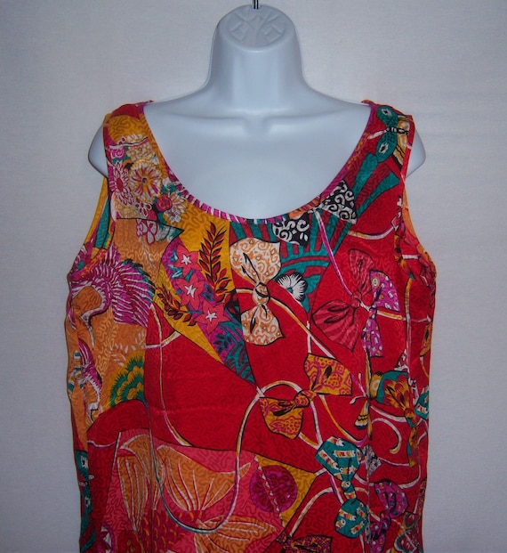 Cabi Silk Floral Butterfly Tunic Cami Top Sz M Sleeveless Red