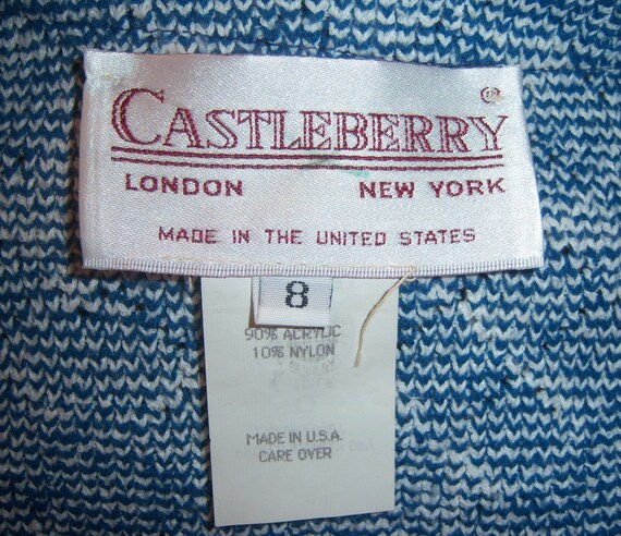 Vintage Castleberry Knits Blue Off White Argyle P… - image 4