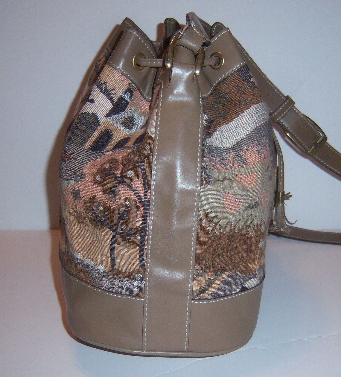 Vintage French Luggage Co. Company Tapestry Leather Etsy