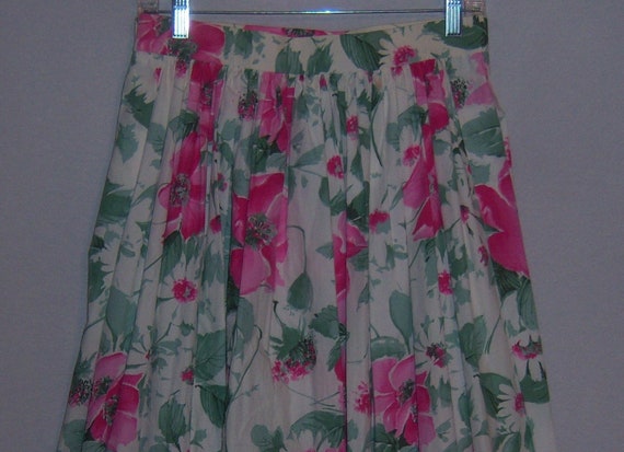 Vintage Helene Straber White Pink Green Flower Floral Print