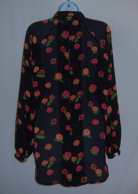 Vintage Halston IV Black Orange Floral Flower Pri… - image 3