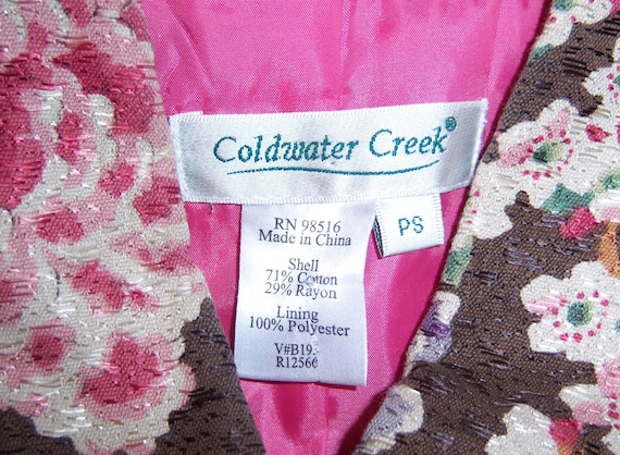 Vintage Coldwater Creek Brown Pink Mauve Asian Oriental Floral