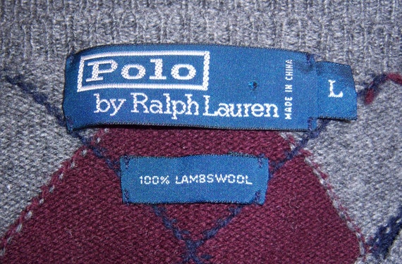 Vintage Polo Ralph Lauren Grey Navy Blue Burgundy… - image 4