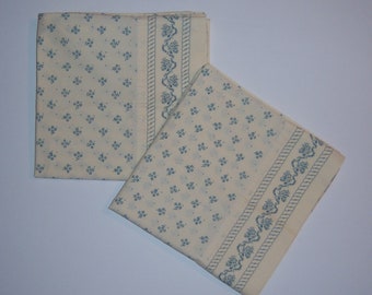 Vintage Laura Ashley Creme Blue Kensington Forget Me Not Petite Fleur Print Set of 2 Standard Pillow Cases Pillowcases Ivory Smoke Gift