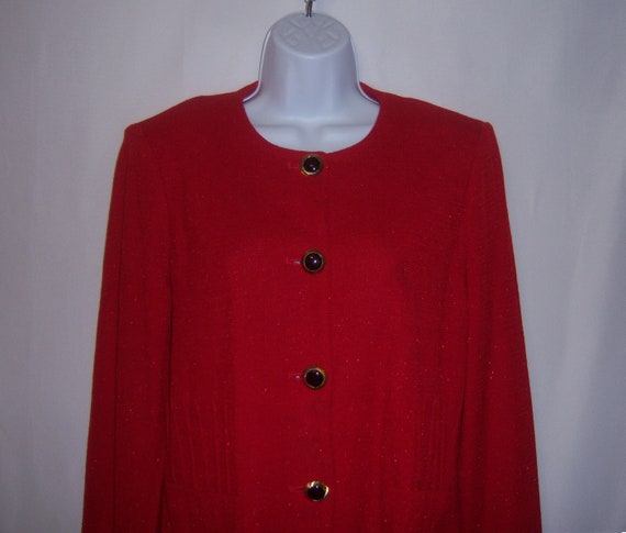 Misook Red Metallic Button Front Knit Cardigan Sw… - image 1