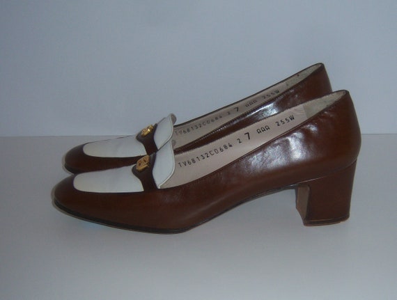 Vintage Salvatore Ferragamo Brown White FF Logo L… - image 3