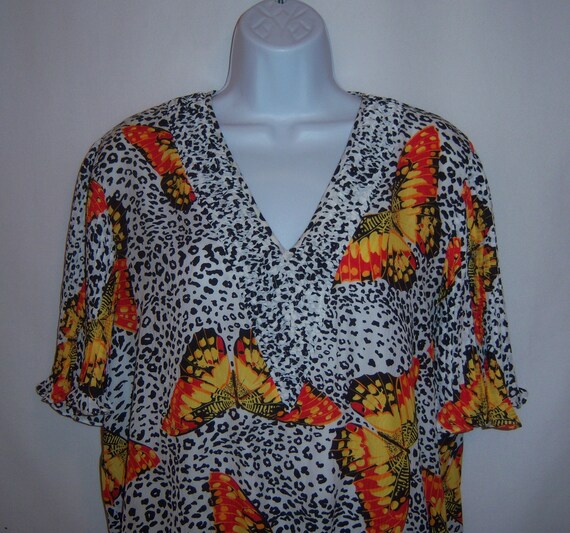 Vintage Diane Freis White Black Orange Monarch But