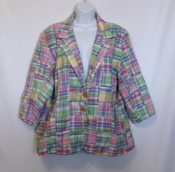 Vintage Lily Stanhope Jacket Patchwork Madras Pla… - image 2