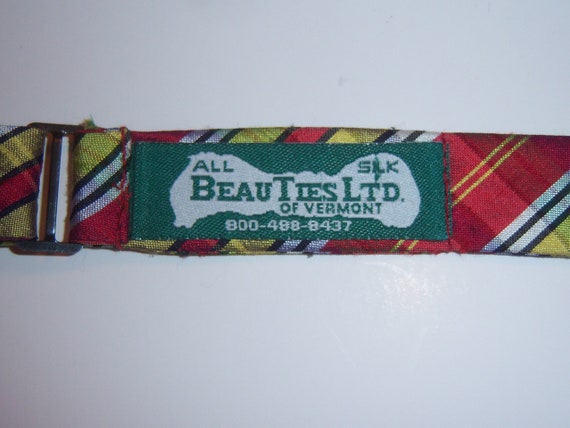 Vintage Beau Ties Ltd. Red Yellow White Plaid Pat… - image 2