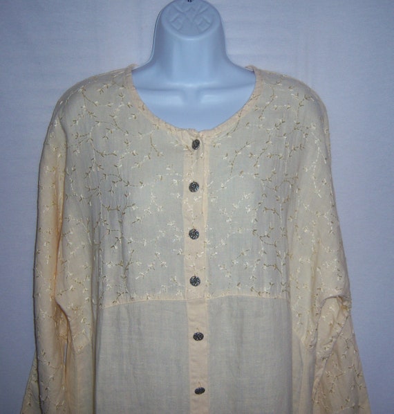 Vintage J. Jill Off White Ecru Lagenlook Embroide… - image 1