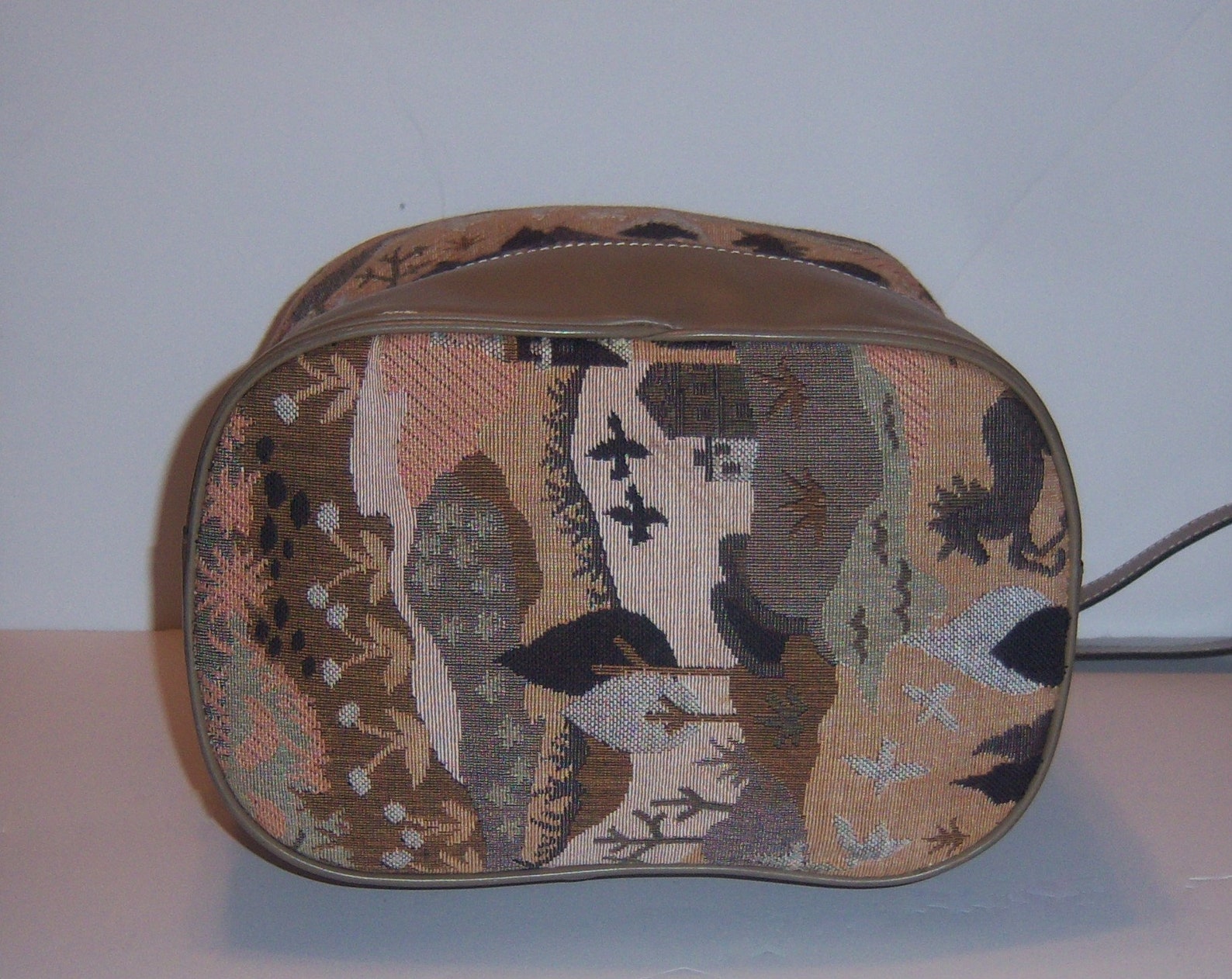 Vintage French Luggage Co. Company Tapestry Leather Etsy