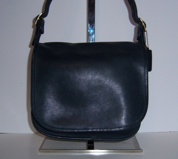 Vintage Coach Dark Navy Blue Leather Classic NYC … - image 1