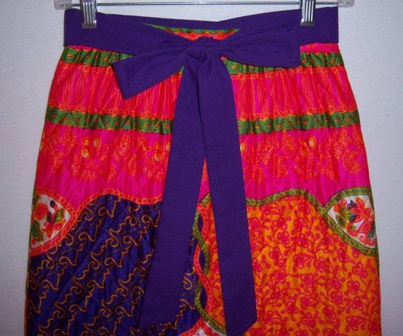 Vintage Lanz Neon Hot Pink Orange Purple Green Qu… - image 1