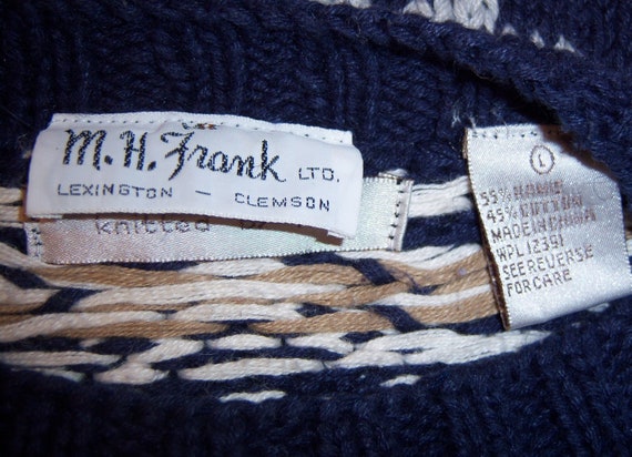 Vintage M. H. Frank Ltd. Navy Blue Nordic Fair Is… - image 4