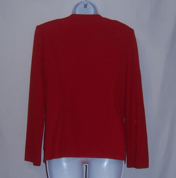Misook Red Metallic Button Front Knit Cardigan Sw… - image 3
