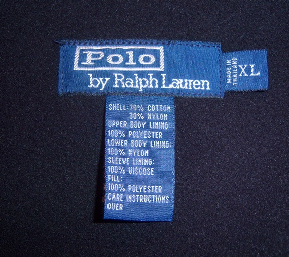 Vintage Polo Ralph Lauren Classic Black Fleece Lined Winter Stadium Jacket Coat Extra Large XL Anorak